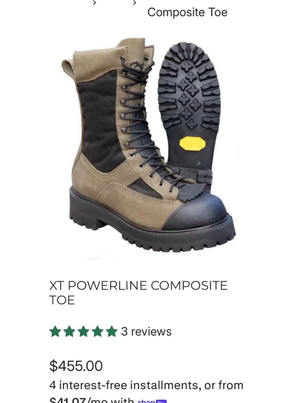 XT Powerline Composite Toe Work Boot in Olive and Black